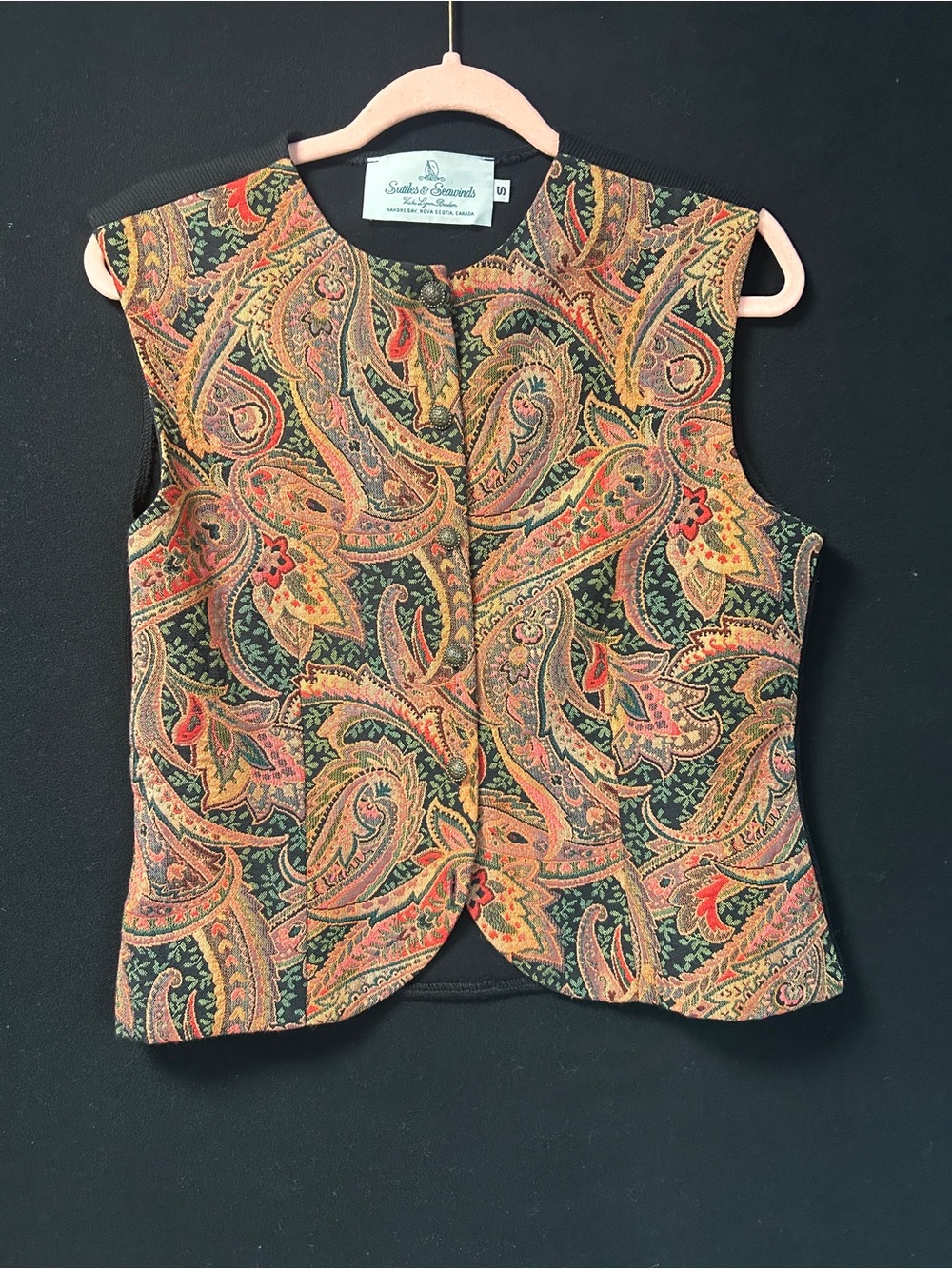 Sutton & Saunders Paisley Button-Up Vest - Green/Multi